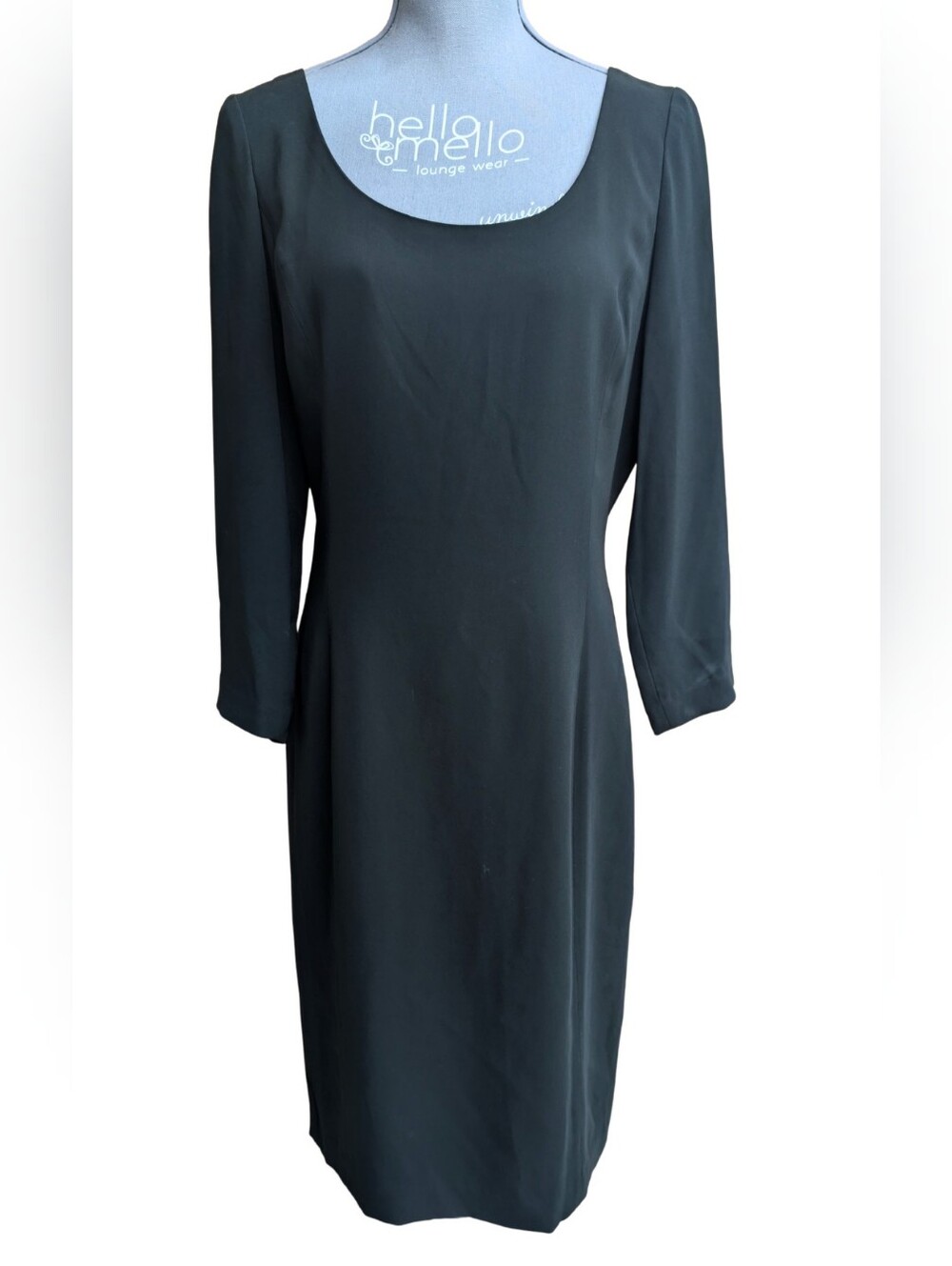 Lauren Ralph Lauren Vintage Y2K Black Scoop Neck Midi Cocktail Dress 8